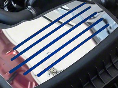 Polished Factory Air Box Accent Plate; Ford Blue Inlay Solid (15-23 Mustang GT, EcoBoost, V6)