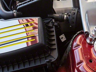 Polished Factory Air Box Accent Plate; Solid Yellow Inlay (15-23 Mustang GT, EcoBoost, V6)