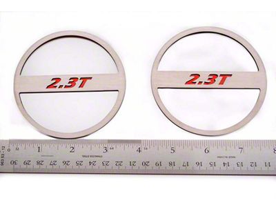 Polished Mid-Range Speaker Trim with 2.3T Logo; Solid Bright Red (15-23 Mustang EcoBoost)