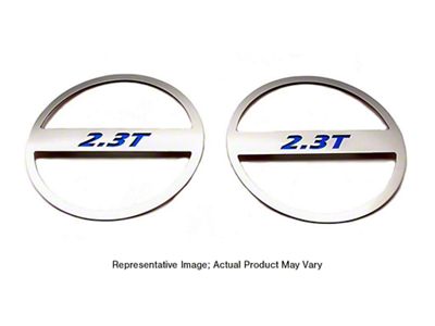 Polished Mid-Range Speaker Trim with 2.3T Logo; Ford Blue Solid (15-23 Mustang EcoBoost)