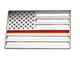 Stainless Steel American Flag Emblem; Brushed with Thin Red Line (Universal; Some Adaptation May Be Required)
