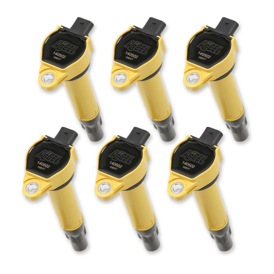 Accel Challenger SuperCoil Ignition Coils; Yellow; 6-Pack
