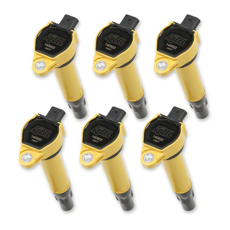 Accel Charger SuperCoil Ignition Coils; Yellow; 6Pack 1405026 (0610 3.5L Charger) Free Shipping