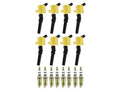Accel Ignition Coil Upgrade Kit with HP Copper Spark Plugs; Yellow (98-04 Mustang GT)