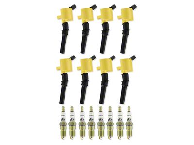 Accel Ignition Coil Upgrade Kit with HP Copper Spark Plugs; Yellow (98-04 Mustang GT)