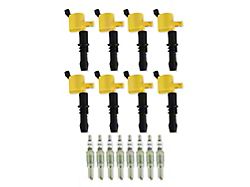 Accel Ignition Coil Upgrade Kit with HP Copper Spark Plugs; Yellow (05-Early Mustang GT)