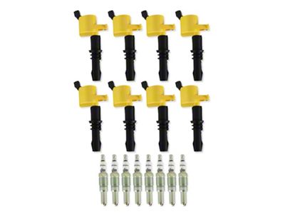 Accel Ignition Coil Upgrade Kit with HP Copper Spark Plugs; Yellow (05-Early Mustang GT)