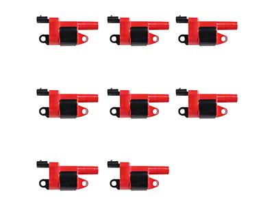 Ignition Coils; Red; Set of Eight (10-15 Camaro SS, Z/28)