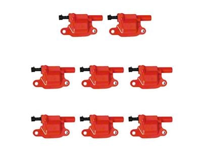 Ignition Coils; Red; Set of Eight (10-15 V8 Camaro)