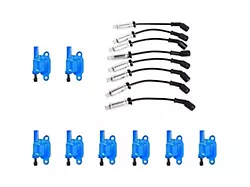 Ignition Coils with Spark Plug Wires; Blue (10-21 6.2L Camaro)