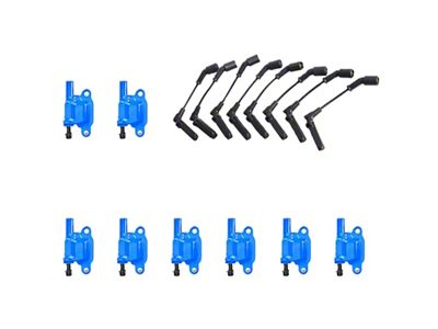 Ignition Coils with Spark Plug Wires; Blue (10-21 6.2L Camaro)