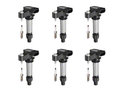 Ignition Coils with Spark Plugs; Black (10-15 3.6L Camaro)