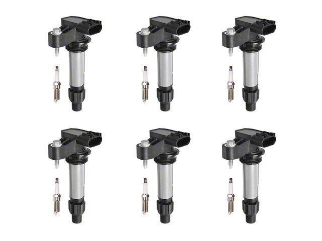 Ignition Coils with Spark Plugs; Black (10-15 3.6L Camaro)