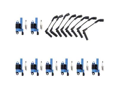 Ignition Coils with Spark Plugs and Wires; Blue (10-15 Camaro SS)