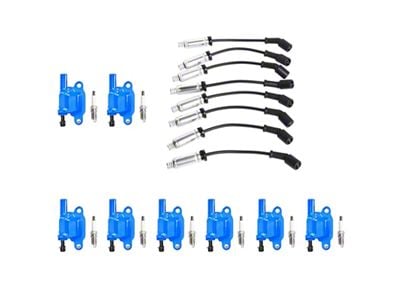 Ignition Coils with Spark Plugs and Wires; Blue (10-21 6.2L Camaro)