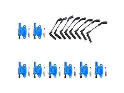Ignition Coils with Spark Plugs and Wires; Blue (10-21 6.2L Camaro)