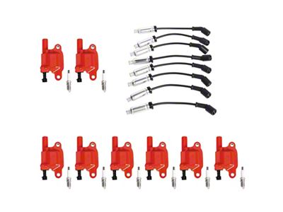 Ignition Coils with Spark Plugs and Wires; Red (10-21 6.2L Camaro)