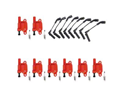 Ignition Coils with Spark Plugs and Wires; Red (10-21 6.2L Camaro)