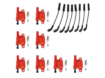 Ignition Coils with Spark Plugs and Wires; Red (10-21 6.2L Camaro)