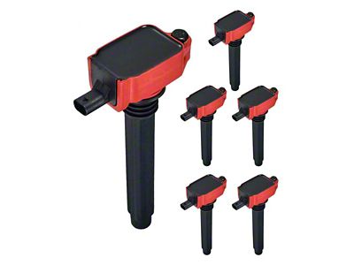 Ignition Coils; Red; Set of Six (11-19 3.6L Challenger)