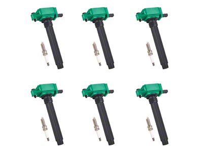 Ignition Coils with Spark Plugs; Green (11-19 3.6L Challenger)