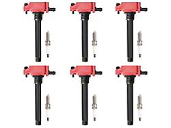 Ignition Coils with Spark Plugs; Red (11-19 3.6L Challenger)