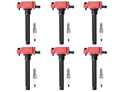 Ignition Coils with Spark Plugs; Red (11-19 3.6L Challenger)