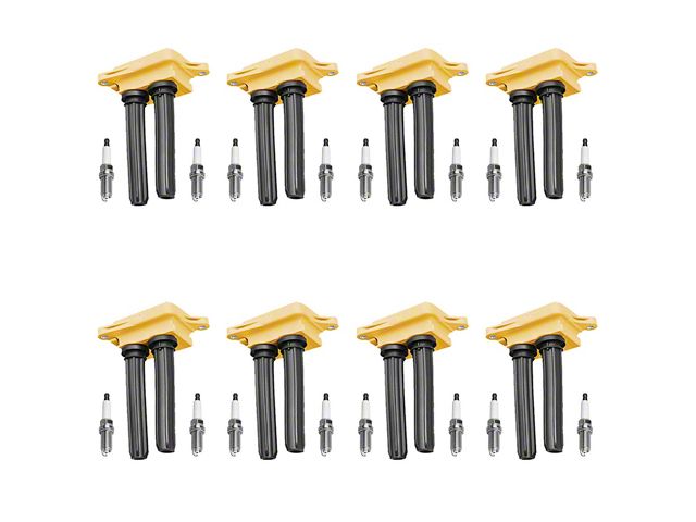 Ignition Coils with Spark Plugs; Yellow (10-15 5.7L HEMI Challenger)
