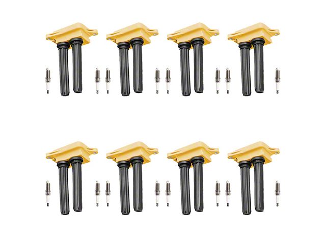 Ignition Coils with Spark Plugs; Yellow (09-12 5.7L HEMI Challenger; 11-12 6.4L HEMI Challenger)