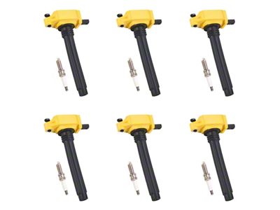 Ignition Coils with Spark Plugs; Yellow (11-19 3.6L Challenger)