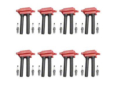 Ignition Coils with Spark Plugs; Red (09-15 5.7L HEMI Charger)