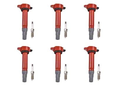 Ignition Coils with Spark Plugs; Red (06-10 2.7L Charger)
