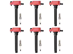 Ignition Coils with Spark Plugs; Red (11-19 3.6L Charger)