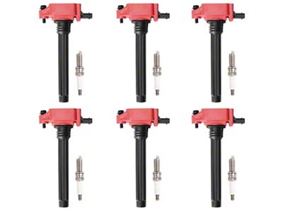 Ignition Coils with Spark Plugs; Red (11-19 3.6L Charger)