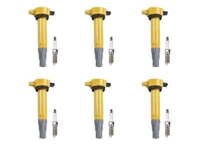 Ignition Coils with Spark Plugs; Yellow (06-10 2.7L Charger)