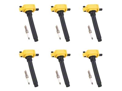 Ignition Coils with Spark Plugs; Yellow (11-19 3.6L Charger)