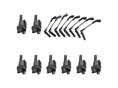 Ignition Coils with Spark Plug Wires; Black (05-08 Corvette C6)