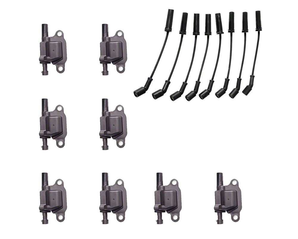 Corvette Ignition Coils with Spark Plug Wires; Black (0508 Corvette C6