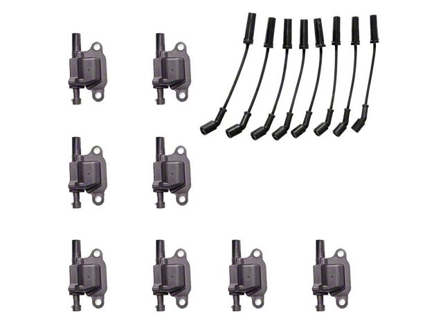 Ignition Coils with Spark Plug Wires; Black (05-08 Corvette C6)