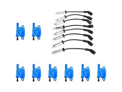 Ignition Coils with Spark Plug Wires; Blue (05-19 Corvette C6 & C7)