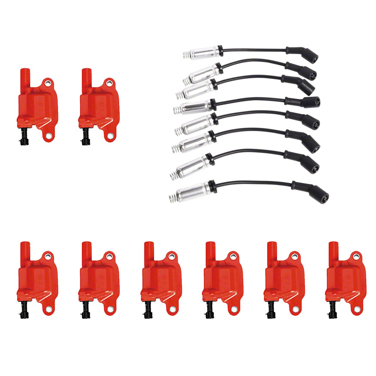 Corvette Ignition Coils with Spark Plug Wires; Red (0519 Corvette C6