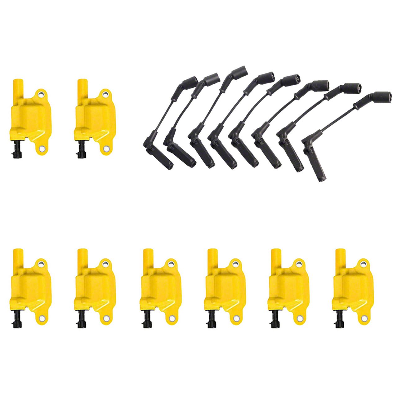 Corvette Ignition Coils with Spark Plug Wires; Yellow (0519 Corvette