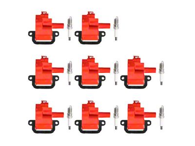 Ignition Coils with Spark Plugs; Red (97-04 Corvette 5.7L)