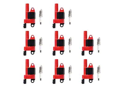Ignition Coils with Spark Plugs; Red (05-19 Corvette C6 & C7)
