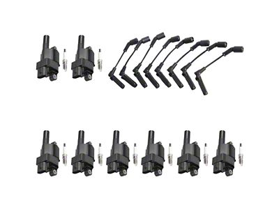 Ignition Coils with Spark Plugs and Wires; Black (06-13 Corvette C6, Excluding Z06 & ZR1)