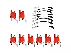 Ignition Coils with Spark Plugs and Wires; Red (05-19 Corvette C6 & C7)