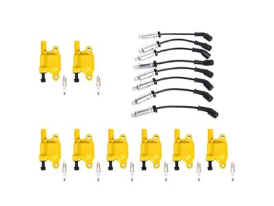 Ignition Coils with Spark Plugs and Wires; Yellow (05-19 Corvette C6 & C7)