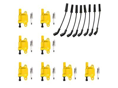 Ignition Coils with Spark Plugs and Wires; Yellow (05-19 Corvette C6 & C7)