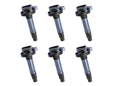 Ignition Coils; Black; Set of Six (16-17 Mustang V6)