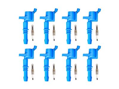 Ignition Coils; Blue; Set of Eight (99-04 Mustang Cobra, Mach 1; 05-08 Mustang GT; 08-14 Mustang GT500)